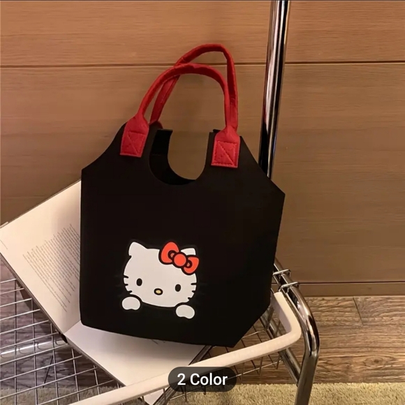 New Hello Kitty Black Canvas Tote Bag - Picture 2 of 3